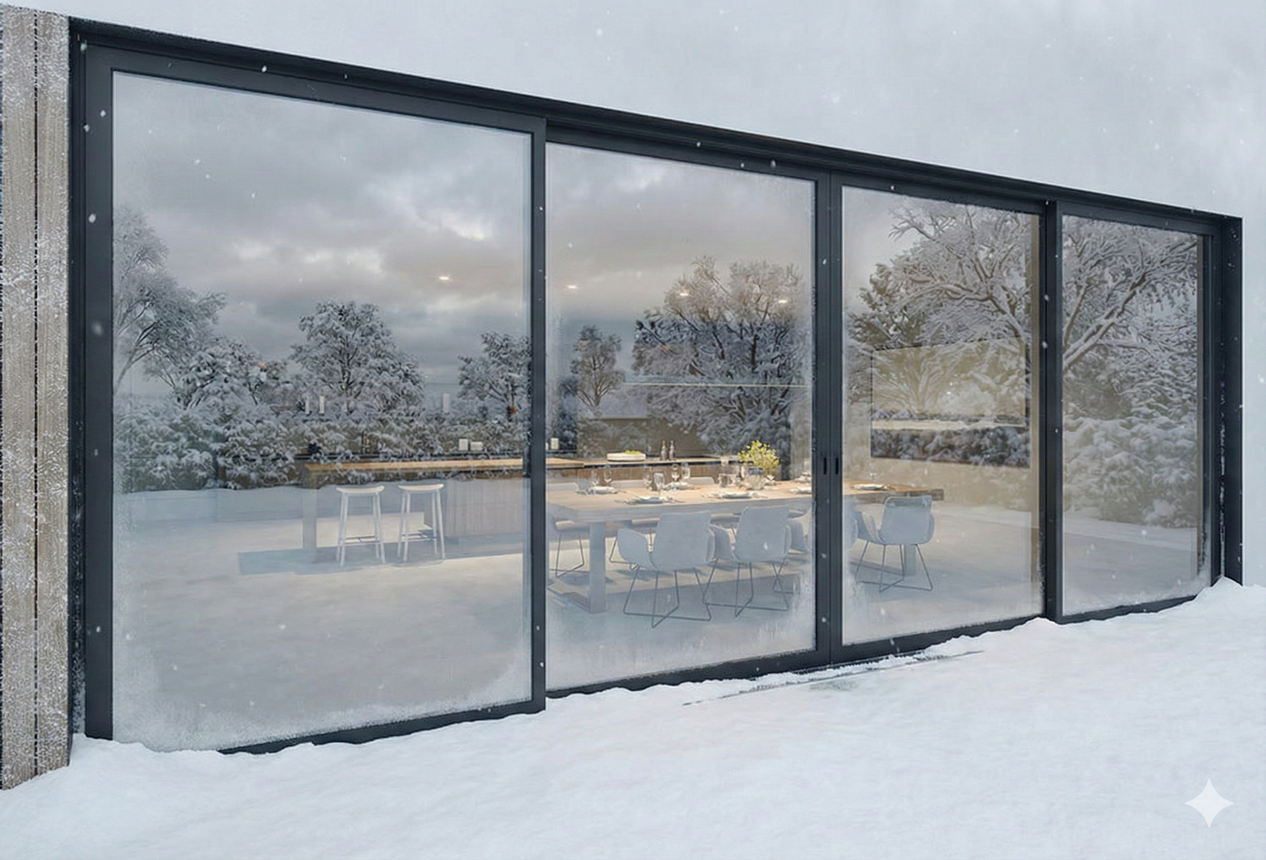 aluminium slide system in winter